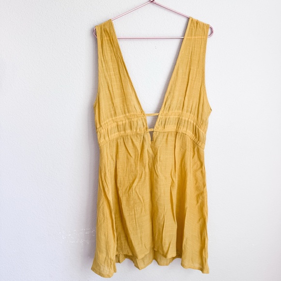 Cupshe Yellow Tie Front Cover Up Dress Open Back Size L - Picture 6 of 8